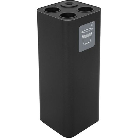 Pattumiera a Bidone da 60 L 30,2x30,2x 82,5 cm 3 Scomparti Tubolari e 1 Vaschetta in Acciaio Verniciato Nero