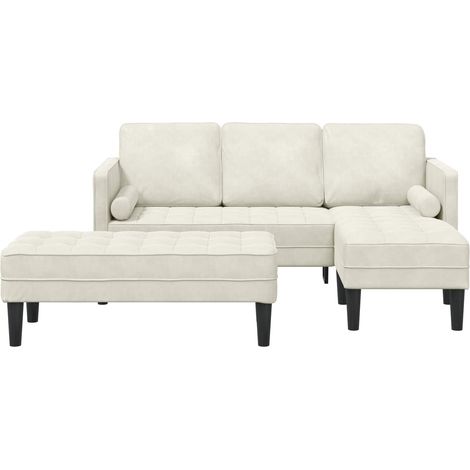 Ensemble de Canapé Sofas avec coussin 2 pcs Crème Polyester (1/5)
