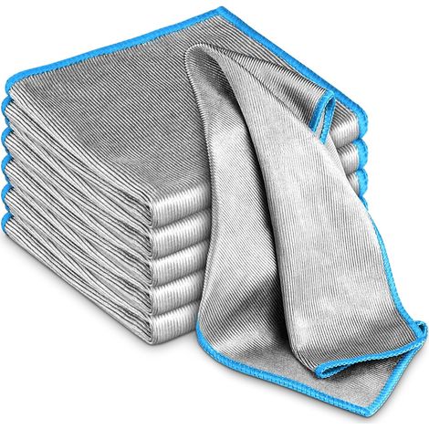 Chiffon en microfibre double face 6X, chiffon magique pour le verre sans peluches, chiffons de nettoyage pour le verre sans traces, chiffon pour miroirs, torchons de cuisine, essuie-vaisselle, chiffon (1/4)