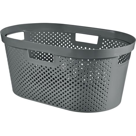 Panier Curver® INFINITY RECYCLED, 40 L, anthracite, 59x39x27 cm, pour le linge (1/5)