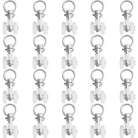 20pcs Rouleaux de Rail de Rideaux,Rouleaux de Rail,Rouleaux de Tringle à Rideaux GlissièRes,Poulie Silencieuse,Rail de Rideaux FenêTre Double Rail Rouleau,pour Rails de Rideau de Windows (1/4)