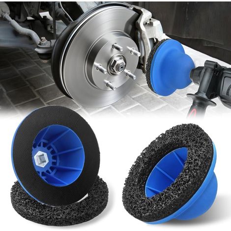 Ponceuse à moyeu de roue, nettoyeur de moyeu de roue de voiture avec disque abrasif de 150 mm pour visseuse à percussion 1/2", meuleuse à tête sphérique pour changement et démontage de jantes, lot de  (1/5)