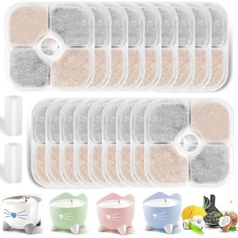 Lot de 18 Filtres Fontaine Chat Pixi, Catit, Tuyaux, Rechange, Compatible, Eau, Animal, Compagnie (1/5)