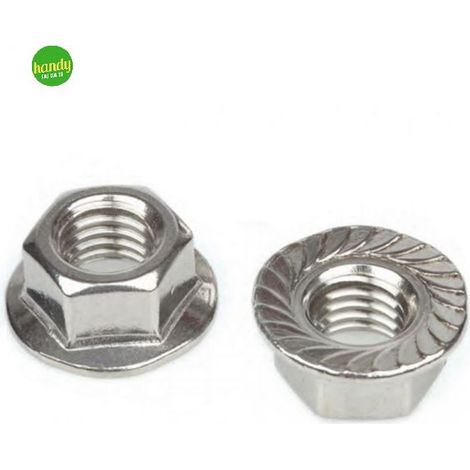Dadi flangiati zigrinati Inox A2 - M8 - 6 pz.