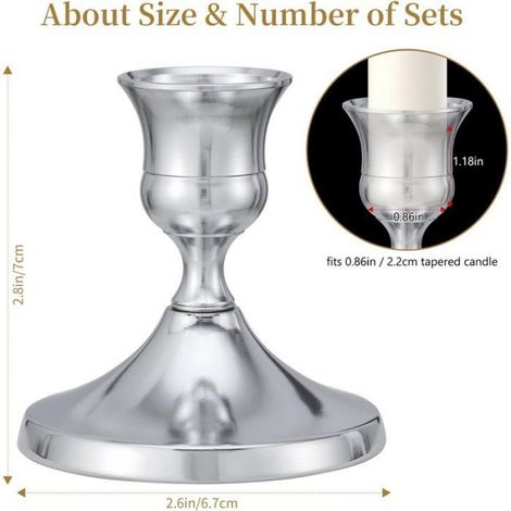 Porte-bougies en métal argent, lot de 4, support déco vintage 6.7x6.7x7 cm pour mariage, noël, salon (1/4)