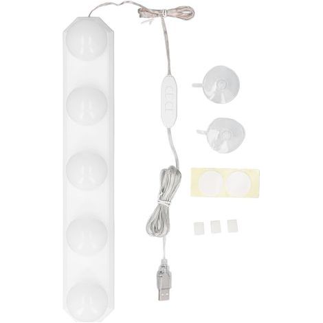 LED vanity lights for mirror, 5 bulbs, 3 color temperatures, 10 adjustable brightness levels, USB cable, stick to makeup table, dressing table (1/5)
