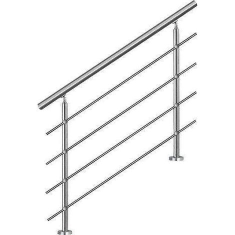 Main courante en inox 100cm – AHM1004 – Garde-corps pour escalier et balcon – Résistante aux intempéries – Installation à plat ou inclinée (1/5)