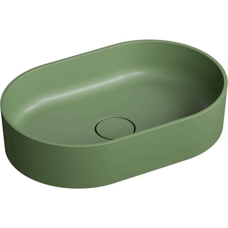 OMNIRES Ovo M+ - Lavabo da appoggio 55x36 cm, senza troppopieno, verde OVOUNOL (1/4)