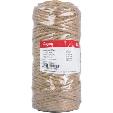 Rayher 4200431 Cordone juta, 6-x, 6mm ø, naturale, rocchetto 35m (1/4)