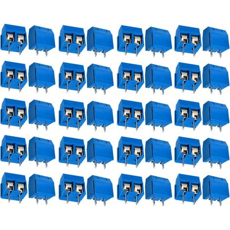 110 Pièces PCB Vis Connecteur, Bornier à Souder Bleu 5mm, Bornier à Vis de PCB Circuit Imprimé 2 Broches (Pin) (1/5)