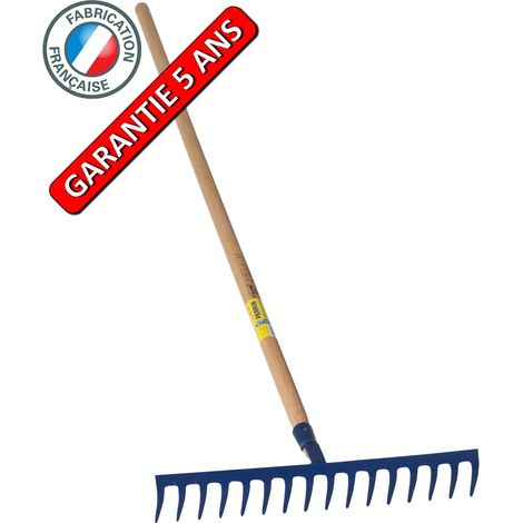 OUTILS PERRIN Râteau forgé 16 dents courbes manche bois 1,50 m, outil trempé haute résistance, jardin (1/3)