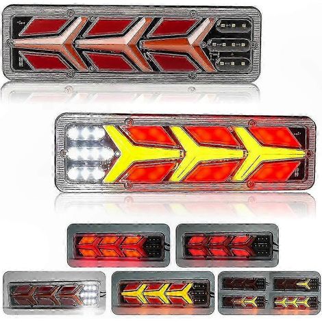 2 feux arrière LED 12 V pour remorque, camion, bateau, camping-car, caravane, fourgonnette, feux de freinage et de recul, conception étanche (2 pièces, style A) (1/5)