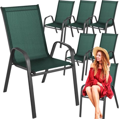Chaises de jardin en métal pour terrasse ou balcon, fauteuil de jardin vert, lot de 6 (1/5)