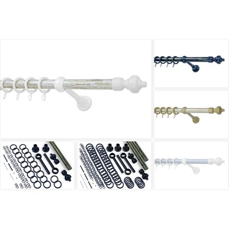 Barre à rideaux Ø 28mm Set complet y compris anneaux rideaux avec crochets 3 couleurs: 2 mètres, noir or
