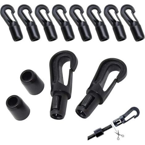Crochet de corde en plastique, mousqueton pivotant, clip de déclenchement, 10 pièces, tendeur en caoutchouc, crochet accessoire pour corde élastique