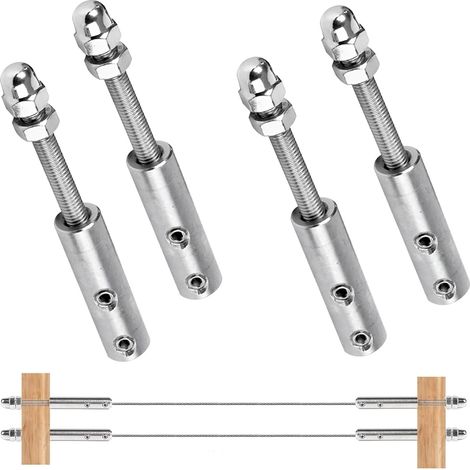 4pcs 3mm Stainless Steel Wire Rope Tensioner for Balustrade Filling Wire Rope for Fixing (1/5)