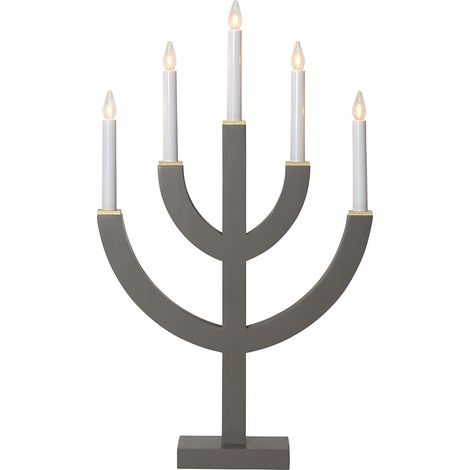 Star Trading Bougeoir moderne 'Anno' en bois de pin, 5 lumières, bougies E10, gris foncé, H 59 cm (1/4)