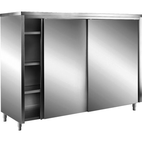 Armoire Inox - 1000x600x2000mm - Portes Coulissantes - Toit Plat - AISI 430 - Saro