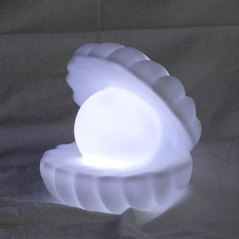 Veilleuse coquillage et perle - Lumière blanche douce 0,25 W, idéale pour les chambres et les tables de chevet. Veilleus (1/4)