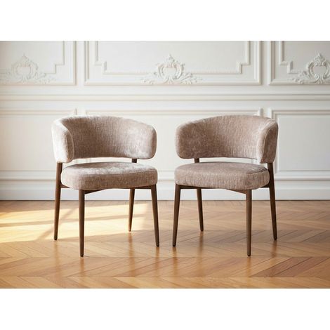 BOBOCHIC - Lot de 2 chaises RHEA tissu texturé Beige (1/5)