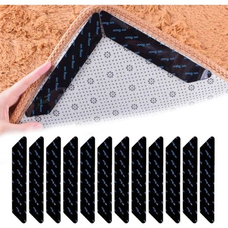 Bardusch-12 rubans adhésifs antidérapants avec patins lavables, fixation facile des coins de tapis sur tout sol (1/5)