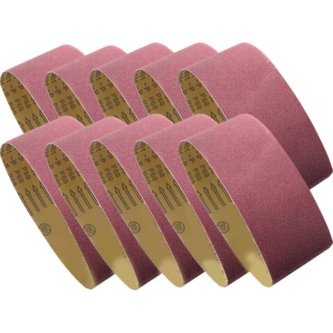 Lot de 10 bandes abrasives 180 grains en oxyde d'aluminium, accessoires de ponceuse pour polissage du bois, métal et plastique. (1/5)