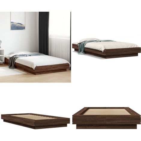 Estructura de cama madera de ingeniería marrón roble 90x190 cm - Estructura de cama - Cama de madera de ingeniería