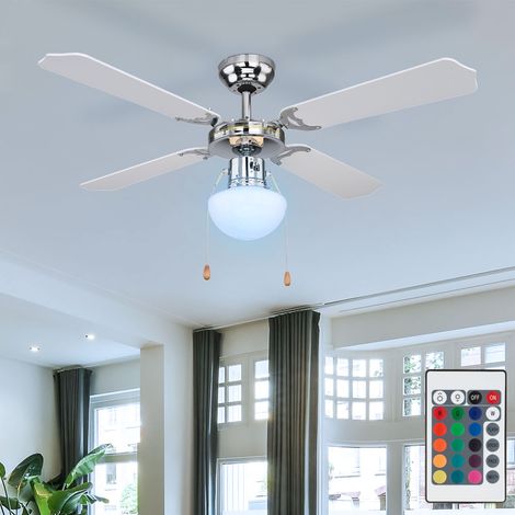 Deckenventilator mit Licht Ventilator mit Beleuchtung Deckenlampe, RGB LED Farbwechsel Fernbedienung, Vor Rücklauf Flügel wendbar, für Räume bis 15m²