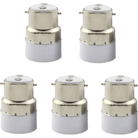 Adattatori da portalampada B22 a E14 (confezione da 5) – Conversione sicura per lampadine a LED, CFL e alogene, per uso domestico e professionale.