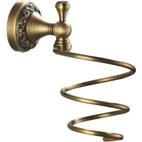 Retro Hairdryer Holder - Bronze Finish - Hairdryer Holder - Brass - Retro - Solid Copper - With Cut-out - For Wall Mounting - Durable - Bathroom Accessory (1/3)