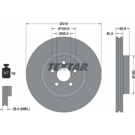 Lot de 2 Disques de frein Textar 92236503 SUBARU 26300AG000 26300AG001