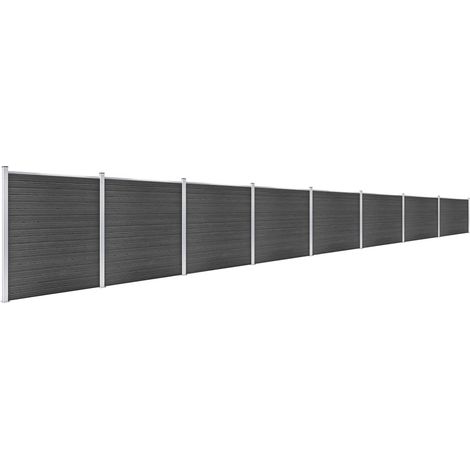 Clôture WPC/Ensemble de Panneau de Clôture,Barrière de jardin 1391x186 cm Noir -39752 (1/5)