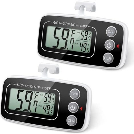 Set di 2 termometri per frigorifero, termometro digitale per frigorifero e congelatore con ampio schermo LCD, funzione min/max, 3 metodi di misurazione supportati, convertibile da °C a °F per casa e r