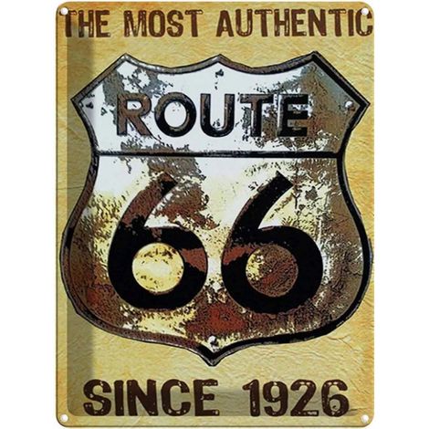 Plaque en métal 40x30 cm, blason rétro Route 66 depuis 1926, États-Unis (1/4)
