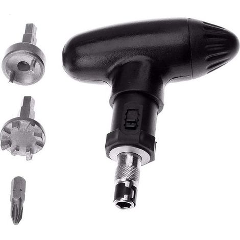 Outils pour chaussures de golf - Clé pointue - Clé à cliquet - Kit d'outils de réglage - Durable - Acier inoxydable - Démonte-crampons - Démonte-poignée en plastique - Outil de rechange Noir (1/5)