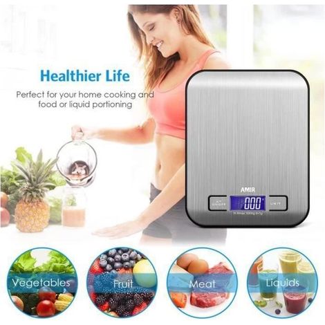 Balance de cuisine électronique, Balance de précision alimentaire, 5kg/ 1g, 6 unités, fonction tare et arrêt automatique