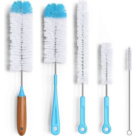Goupillons pour bouteilles - Set de 5 - Brosses de nettoyage - Nettoyants pour bouteilles et récipients - Sans rayures ni BPA - Pour cuisine et différentes surfaces (1/5)