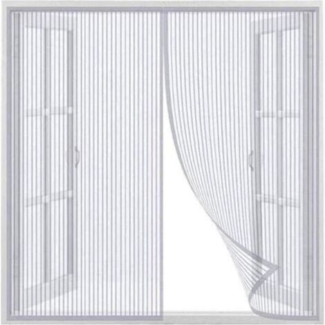 Rideau de moustiquaire magnétique fenêtre,rideau de moustiquaire pour porte, garder l'espace de porte et fenêtre respirant,Blanc,120x150cm (1/4)