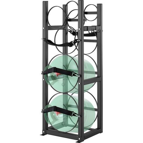 Rack Bouteille de Gaz, Capacité 2x13,6 kg et 3 Autres Petits, Support de Cylindre de Réfrigérant 32,5x33x92,8 cm, Rayonnage Stockage en Acier pour Fréon, Gaz, Oxygène, Azote, Fluide Frigorigène (1/5)
