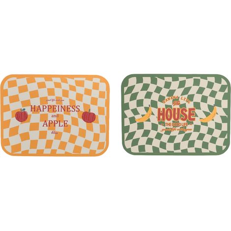 2 pièces dessous de plat rétro en PU, rectangulaire 30x40 cm, isolant thermique, imperméable et anti-glissement (1/5)