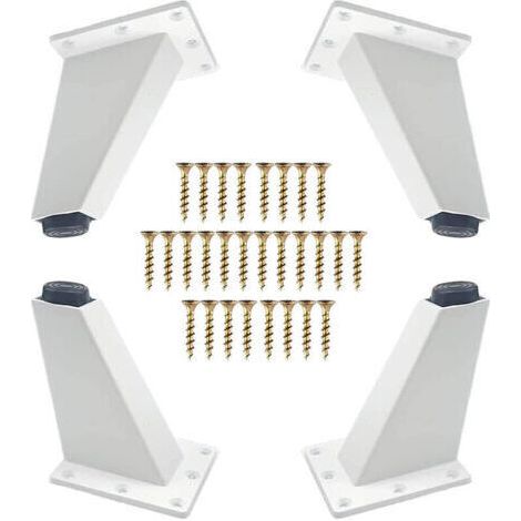 Lot de 4 Pieds de Meuble Réglables de 8cm - Pieds Triangulaires avec Vis pour Canapé, Armoires, Tables - Blanc (1/5)