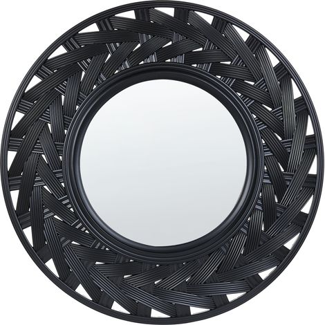 Espejo de pared negro 60 cm material sintético colgante sala de estar Tierga (1/5)