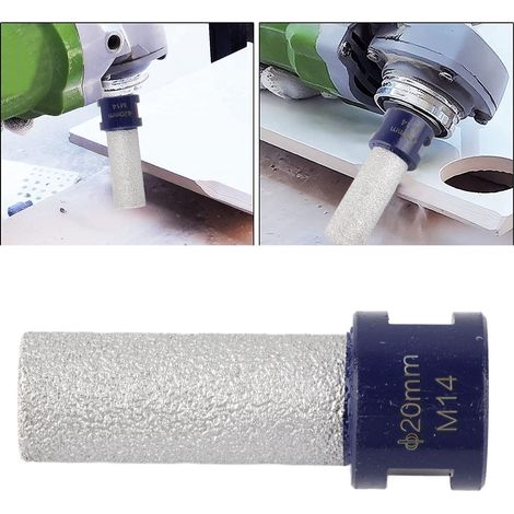 Foret diamanté de 20 mm pour perçage à doigts. Foret diamanté pour agrandir, façonner ou arrondir les chanfreins des trous existants à filetage métrique M14 dans la porcelaine, la céramique dure, le g (1/5)