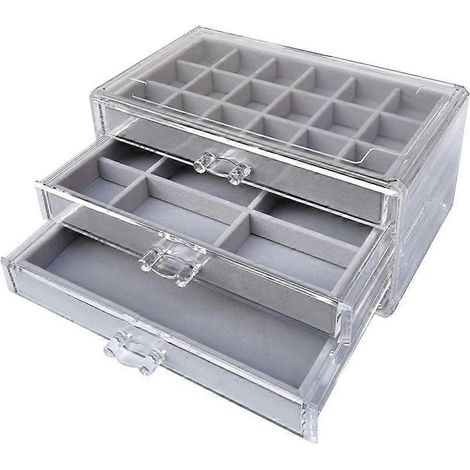Caja para guardar joyas, color gris.