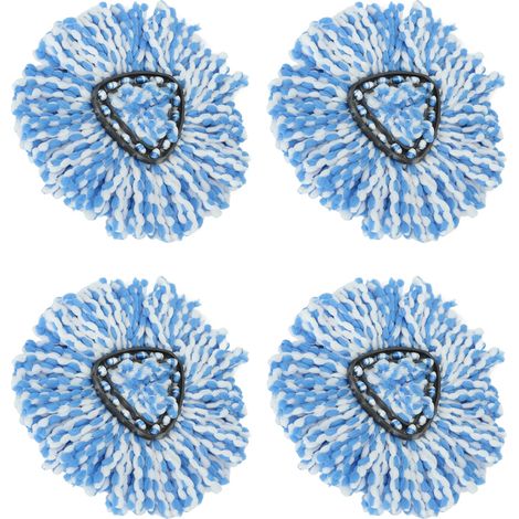 tête de balai rotative en microfibre à 360°, tête triangulaire pour le nettoyage des sols, bleu et blanc (1/5)