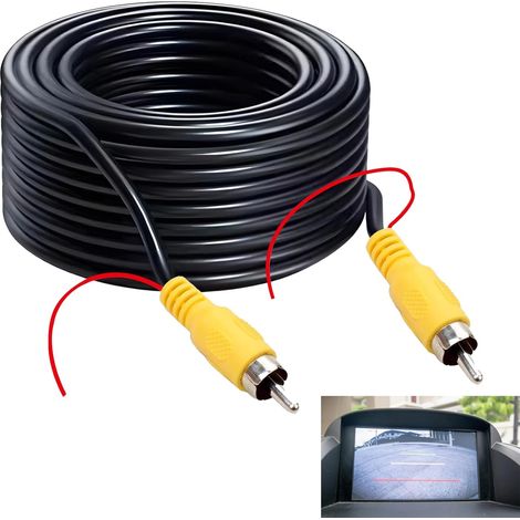 Câble Vidéo RCA 10M pour Caméra de Recul, Câble d’Extension AV avec Prise RCA Mâle-Mâle et Fil de Détection, Plug and Play pour Voiture, Camion, Camping-Car, Moniteur, TV Box (1/5)
