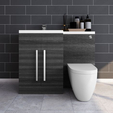 Calm Grey Left Hand Combination Vanity Unit Set & Toilet Cistern (1/5)