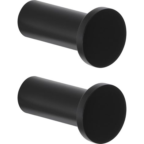 Crochets à Visser Patère Murale Ronde Longueur de 45MM, Crochets Muraux en Acier Inoxydable, Patère pour Salle de Bain Chambre Cuisine Entrée, Accroche Serviette, 2 Pcs Noir Mat (1/5)