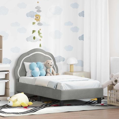 Kinderbettgestell mit Kopfteil Hellgrau 70 x 140 cm Samt