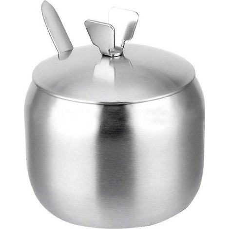 Pot à épices en acier inoxydable épais, boîte à sel, récipient de rangement pour épices de cuisine (poignée de levage en V de 8,5 cm)-9.60X8.50X8.50CM-Silver (1/4)